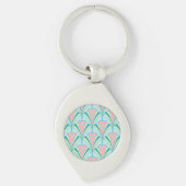Pastel Colour Art Deco Patroon Sleutelhanger (Voorkant)