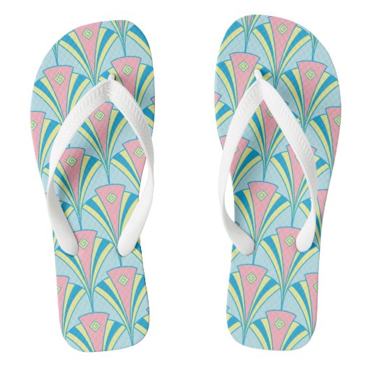 Pastel Colour Art Deco Patroon Teenslippers (Voetbed)