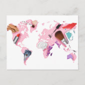 Pastel Comestics-Wereldkaart Briefkaart (Voorkant)