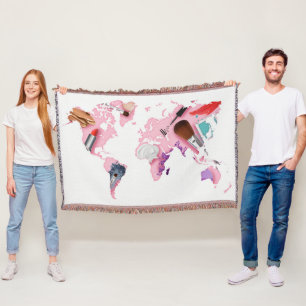 Pastel Comestics-Wereldkaart Deken
