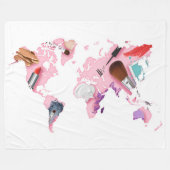 Pastel Comestics-Wereldkaart Fleece Deken (Voorkant (Horizontaal))