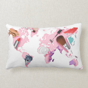 Pastel Comestics-Wereldkaart Kussen