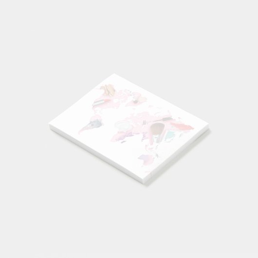 Pastel Comestics-Wereldkaart Post-it® Notes (Schuin)