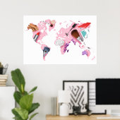 Pastel Comestics-Wereldkaart Poster (Thuiskantoor)