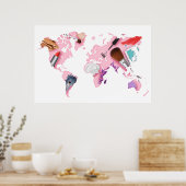 Pastel Comestics-Wereldkaart Poster (Keuken)