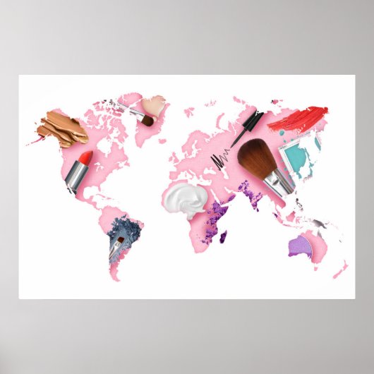 Pastel Comestics-Wereldkaart Poster (Voorkant)