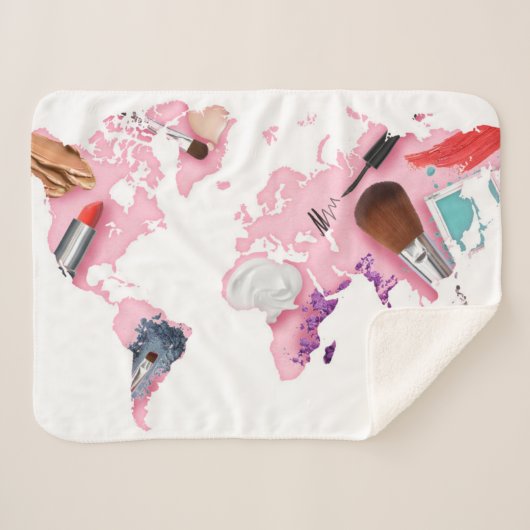 Pastel Comestics-Wereldkaart Sherpa Deken (Voorkant (horizontaal))