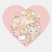 Pastel Companions in Bloom Hart Sticker (Voorkant)