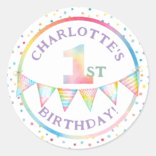 Pastel Confetti 1e verjaardagsfeestje voor Sticker