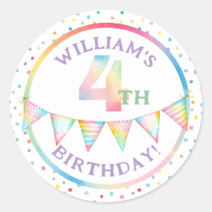 Pastel Confetti 4e Verjaardag Favoriet Sticker