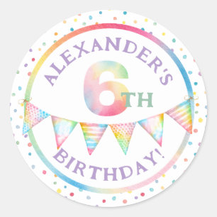 Pastel Confetti 6e Verjaardag Favoriet Sticker