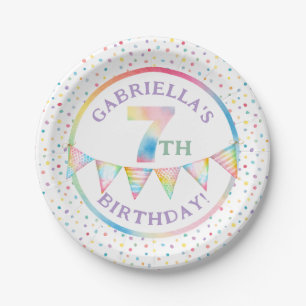 Pastel Confetti 7e Verjaardag Party Borden Papieren Bordje