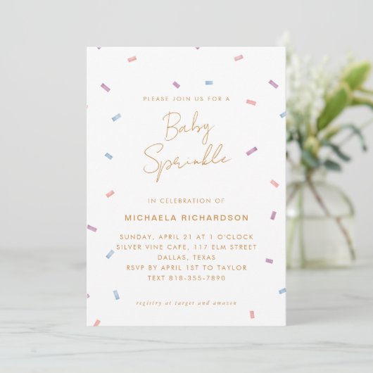 PASTEL CONFETTI BABY SPRINKLE MODERN MINIMAL | KAART (Staand voorkant)