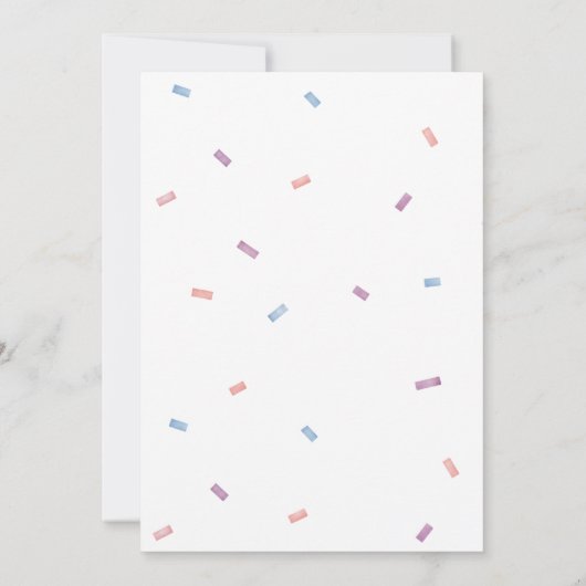 PASTEL CONFETTI BABY SPRINKLE MODERN MINIMAL | KAART (Achterkant)