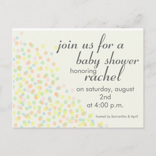 Pastel Confetti Briefpapier Uitnodiging Briefkaart (Voorkant)