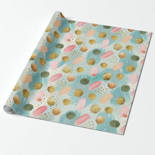 Pastel Confetti Glitter Abstract Patroon (2) Cadeaupapier (Uitgerold)
