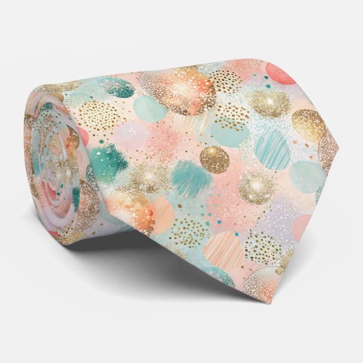 Pastel Confetti Glitter Abstract Patroon Stropdas (Opgerold)