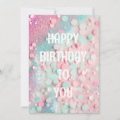 Pastel Confetti Glitter Happy Birthday Kaart (Voorkant)