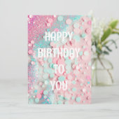Pastel Confetti Glitter Happy Birthday Kaart (Staand voorkant)