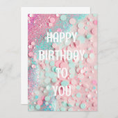 Pastel Confetti Glitter Happy Birthday Kaart (Voorkant / Achterkant)