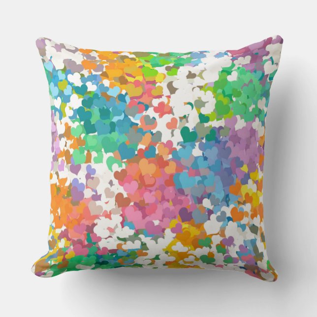 Pastel Confetti Harten Kussen (Voorkant)