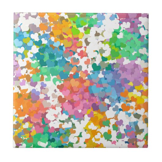 Pastel Confetti Harten Tegeltje (Voorkant)