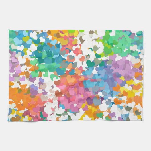 Pastel Confetti Harten Theedoek (Horizontaal)