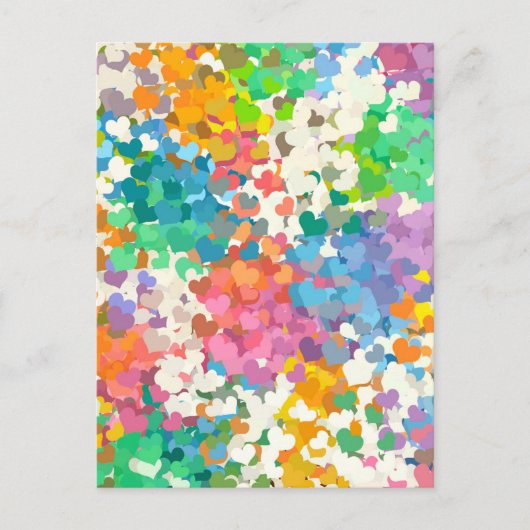 Pastel Confetti Hearts Briefkaart (Voorkant)