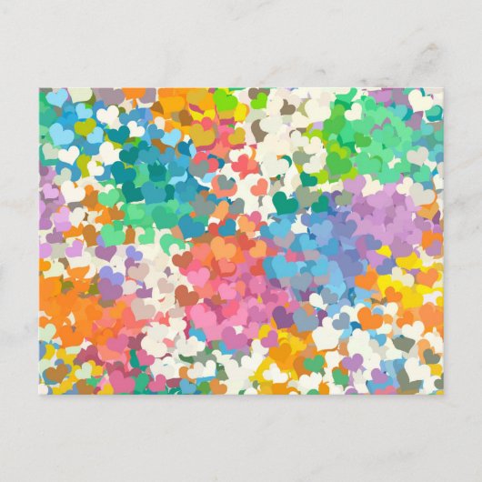 Pastel Confetti Hearts Briefkaart (Voorkant)
