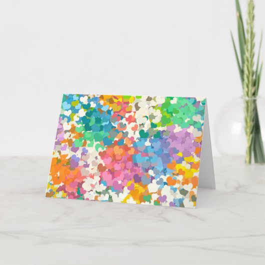 Pastel Confetti Hearts Feestdagen Kaart (Voorkant)