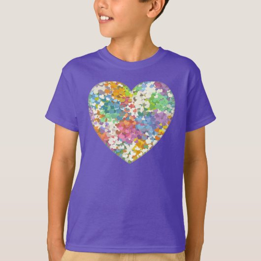 Pastel Confetti Hearts Paars T-Shirt (Voorkant)