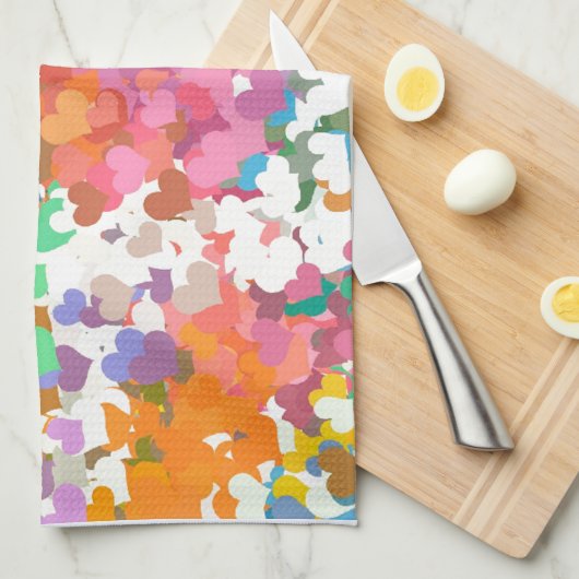 Pastel Confetti Hearts Theedoek (Quarter Fold)