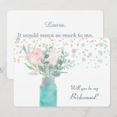Pastel Confetti Mason Jar Bridesmaid Invite Kaart (Voorkant / Achterkant)