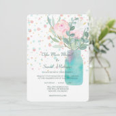Pastel Confetti Mason Jar Flowers Weddenschap Kaart (Staand voorkant)