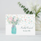Pastel Confetti Mason Jar Wedding RSVP (Staand voorkant)