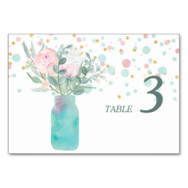 Pastel Confetti Mason Jar Wedding Table Kaart