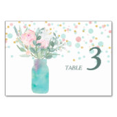 Pastel Confetti Mason Jar Wedding Table Kaart (Voorkant)