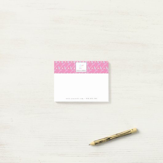 Pastel Confetti Sprinkles Bakery Cake Logo Post-it® Notes (Op bureau)