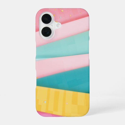 Pastel Confetti Strepen iPhone 16 Hoesje (Achterkant)