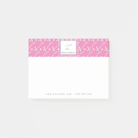 Pastel Confetti Strooigoed Bakkerij Cake Logo Post-it® Notes (Voorkant)