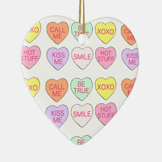 Pastel Conversation Snoep Harten Valentijnsdag Keramisch Ornament (Rechts)