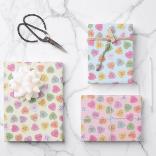 Pastel Conversation Snoep Hearts Gift Wrap Inpakpapier Vel