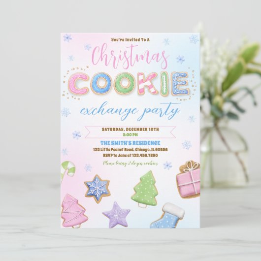 Pastel Cookies Exchange Party Kaart (Staand voorkant)