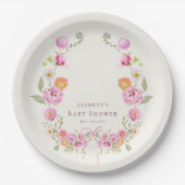 pastel coquette Floral Wreath Baby Shower  Papieren Bordje (Voorkant)