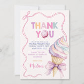 Pastel Coquette Ice Cream Girls Verjaardag Bedankkaart (Voorkant)