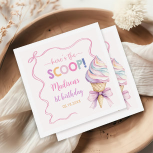 Pastel Coquette Ice Cream Girls Verjaardag Servet
