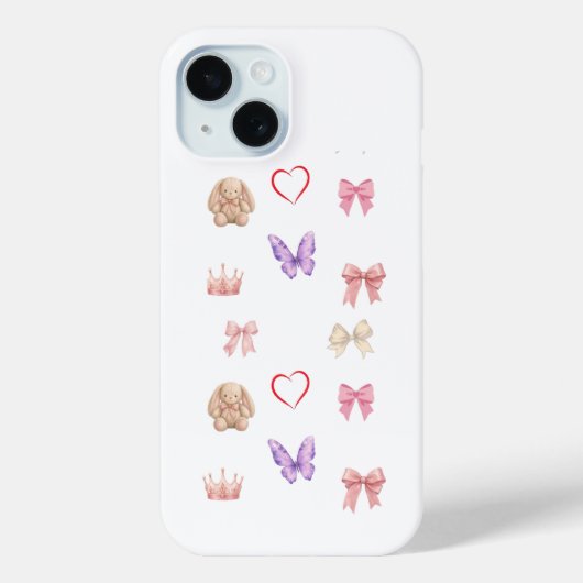 Pastel Coquette Strik Konijn Vlinder Schattig Roze Case-Mate iPhone Case (Achterkant)