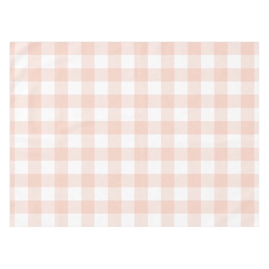 Pastel Coral and White Gingham Pattern Tafelkleed (Voorkant (Horizontaal))