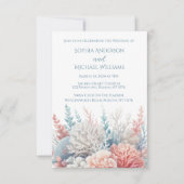 Pastel Coral-Beach bruiloft thema uitnodiging (Voorkant)