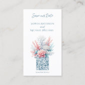 Pastel Coral-Beach Wedding-Save the Date- Visitekaartje (Achterkant)